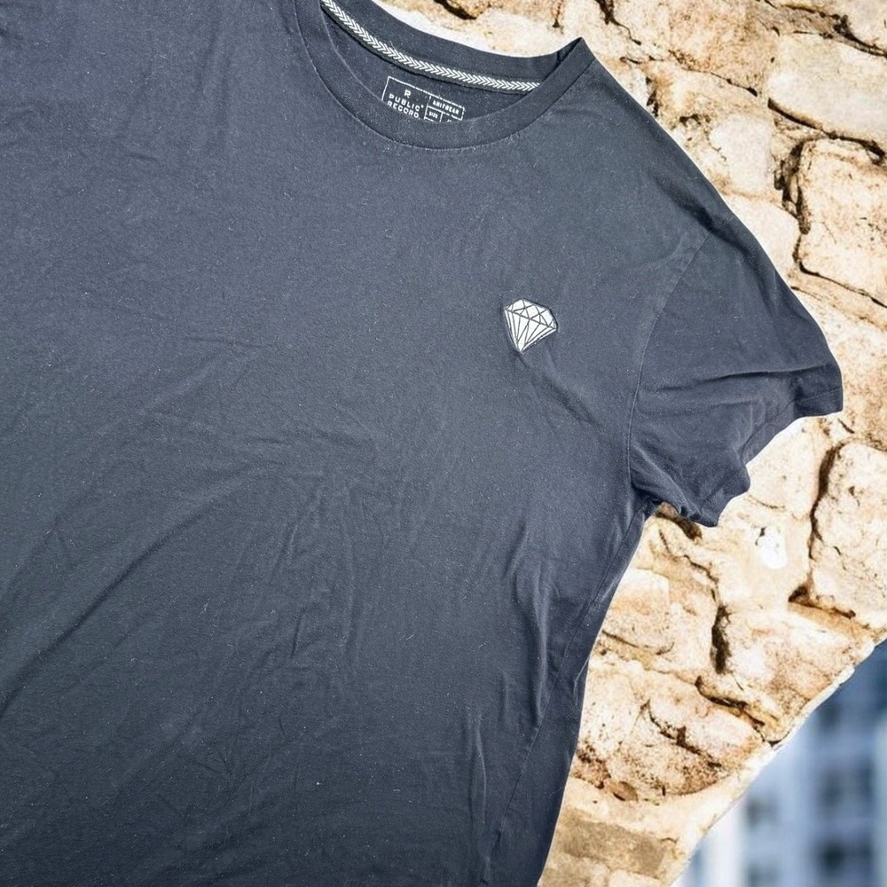 Public Record T-Shirt Men 3XL‎ Black Diamond Graphic Knitwear Streetwear Casual